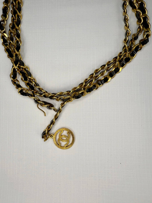 Chanel Gold/Leather Chain Belt