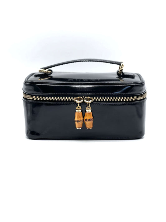 Gucci Black Patent Leather Vanity Bag
