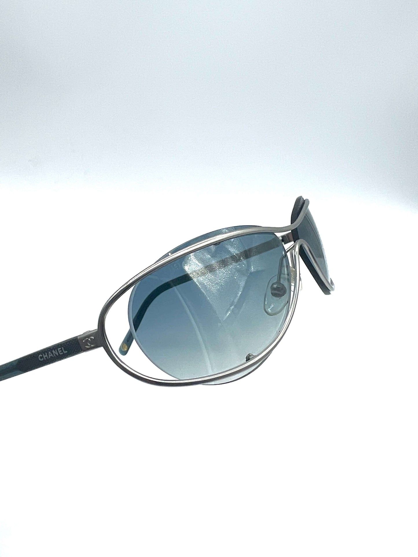 Blue Vintage Chanel Rimless Sunglasses