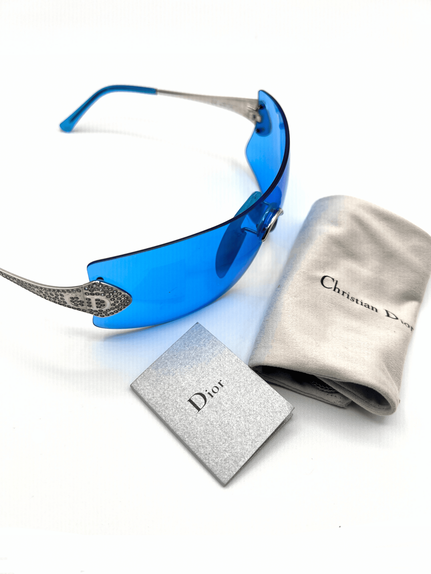 Christian Dior 'Alek' Blue Sunglasses w/ Swarovoski Crystals