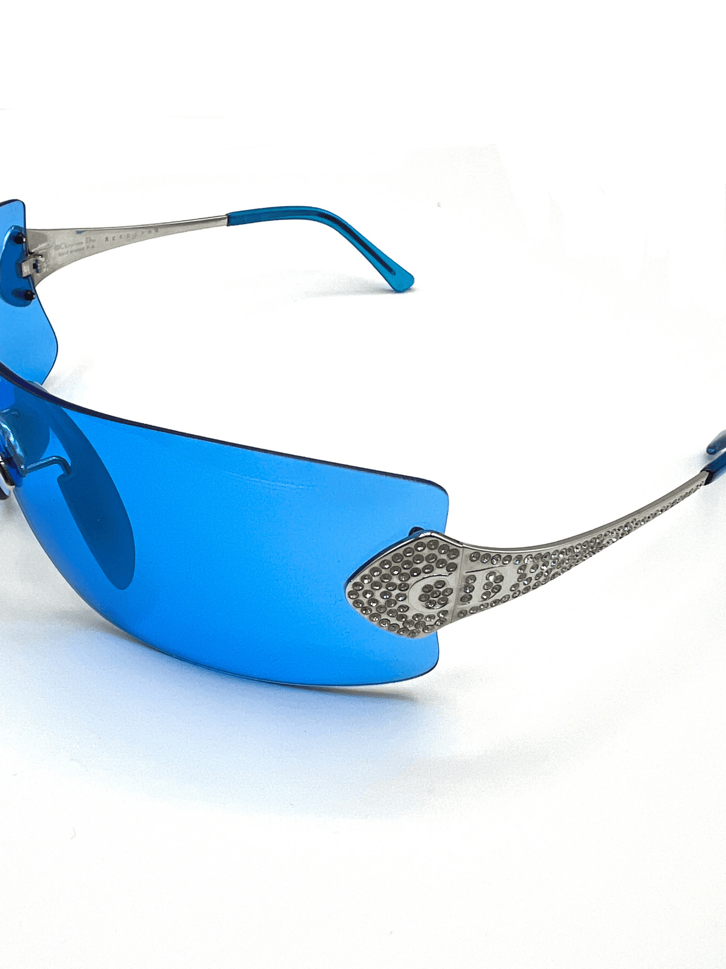 Christian Dior 'Alek' Blue Sunglasses w/ Swarovoski Crystals