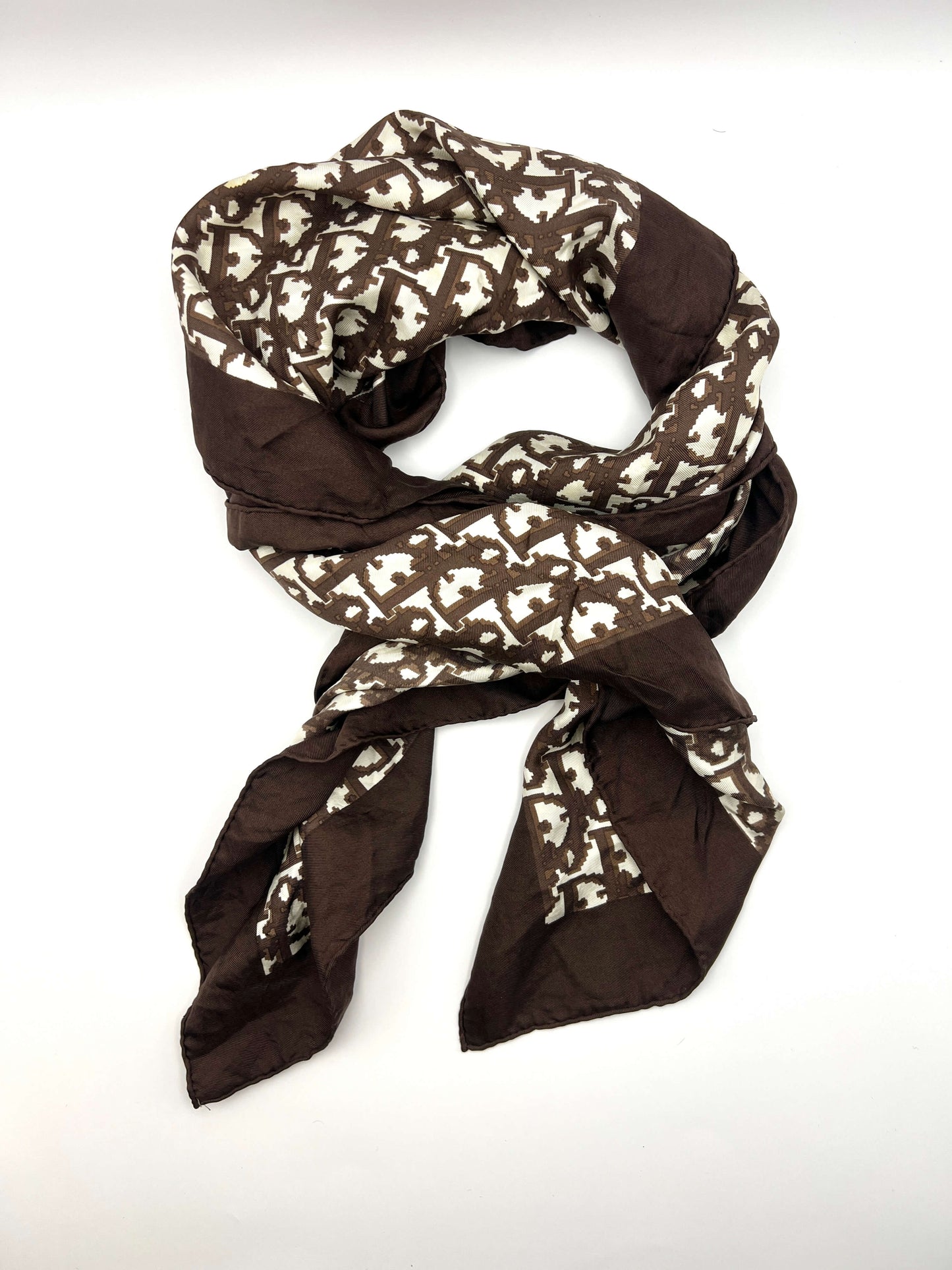 Christian Dior Silk Brown Scarf