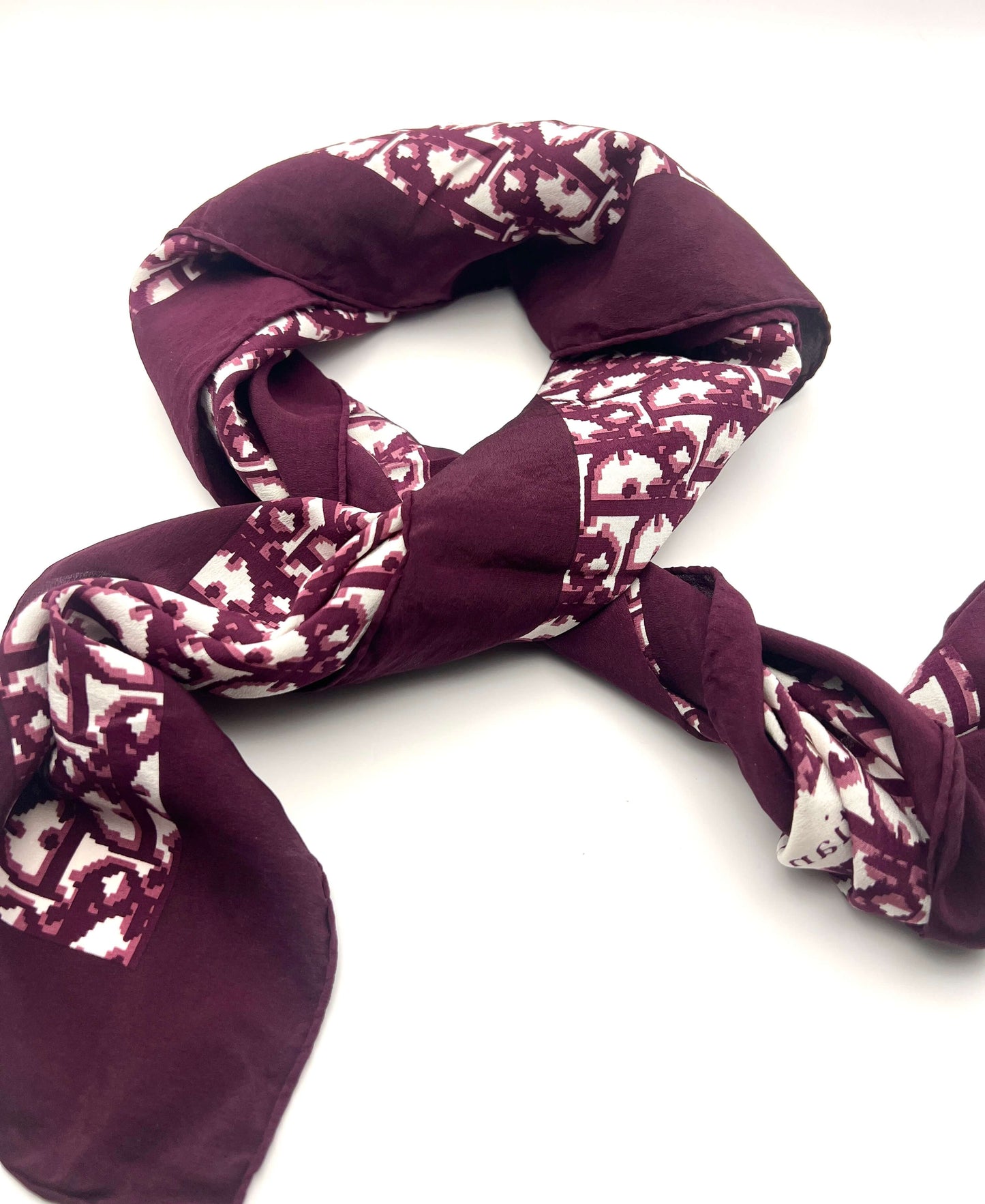 Christian Dior Silk Maroon Scarf