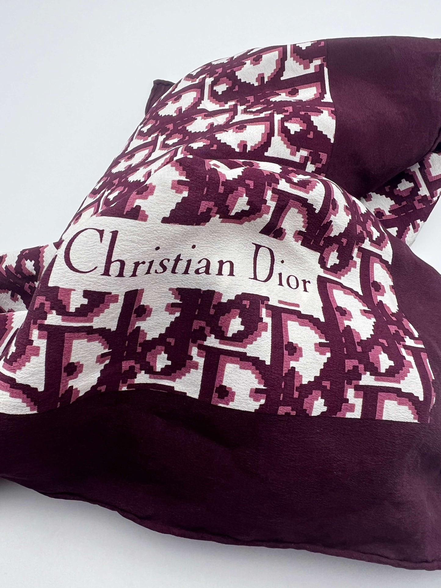 Christian Dior Silk Maroon Scarf