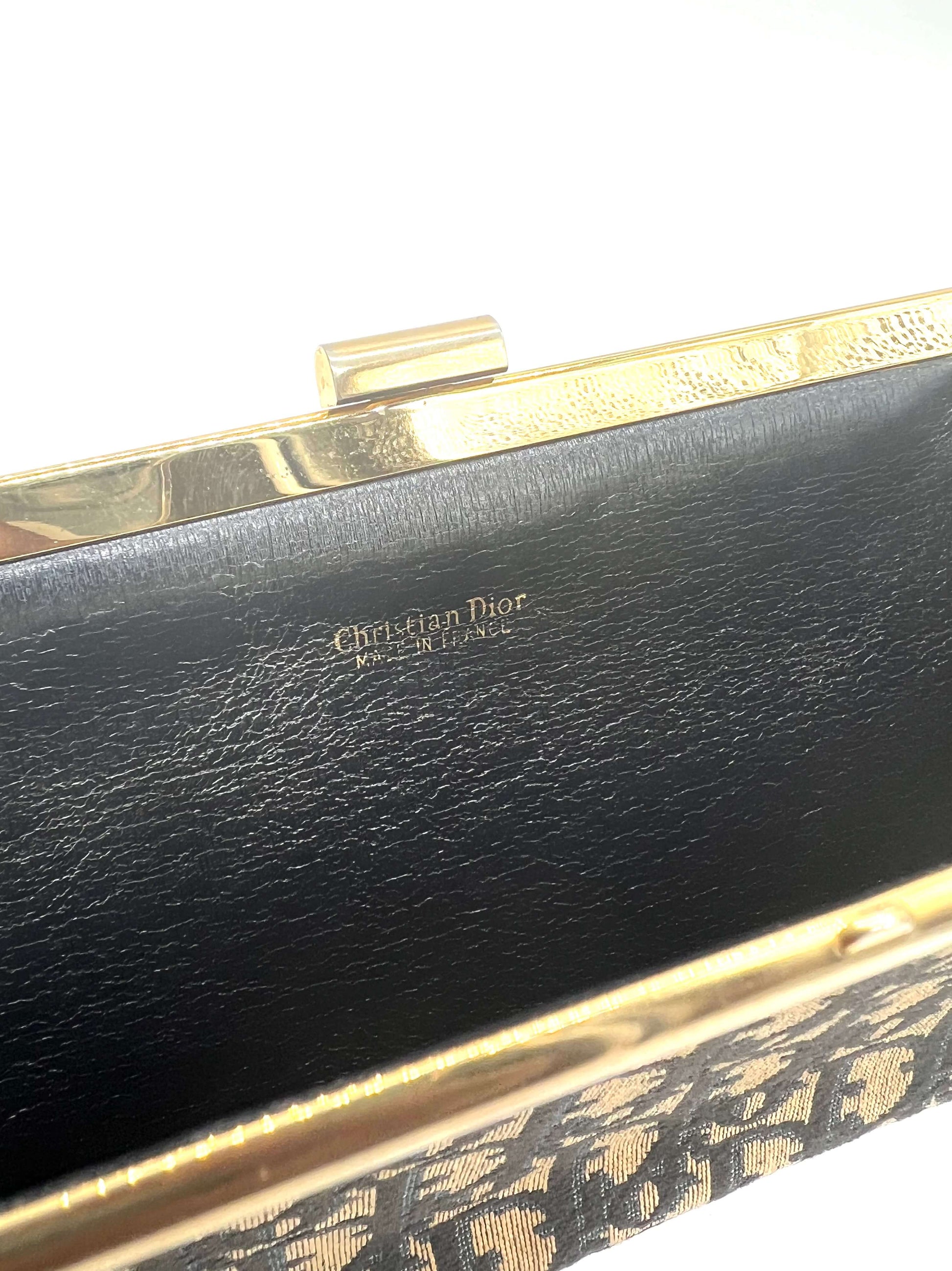 Vintage Christian Dior Monogram Logo Twill Frame Clutch Purse – Recess